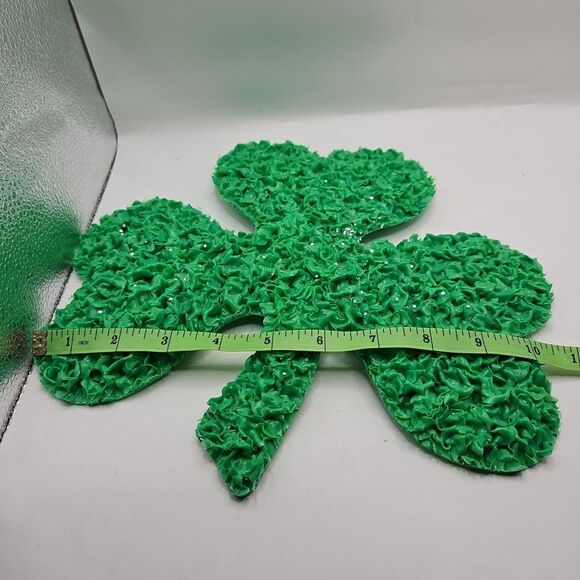 Vtg 10" H Melted Popcorn Plastic Decor St Patricks Day Holiday Green Clover Leaf - Picture 13 of 16